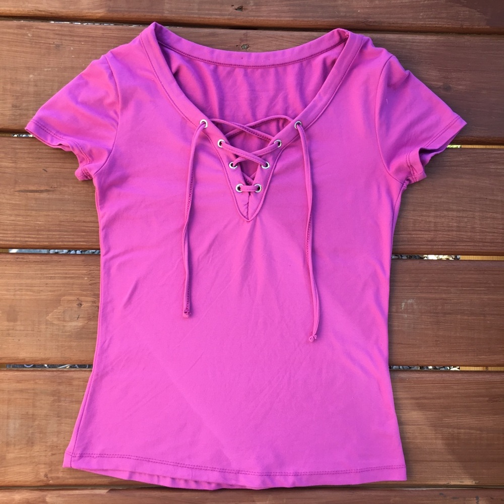 Rue21 Fuchsia Lace Up Top